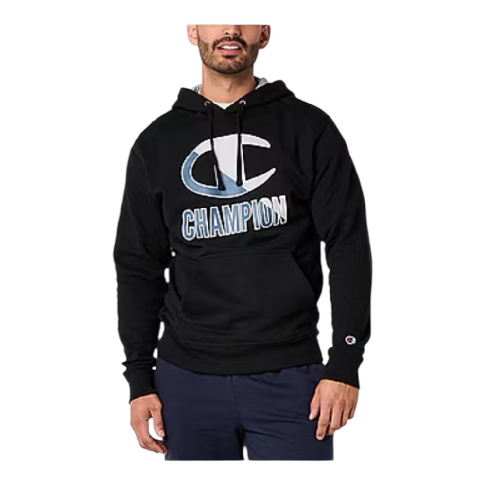 Champion Sweatshirt Iconic Logo Pullover with gray lined hoodie